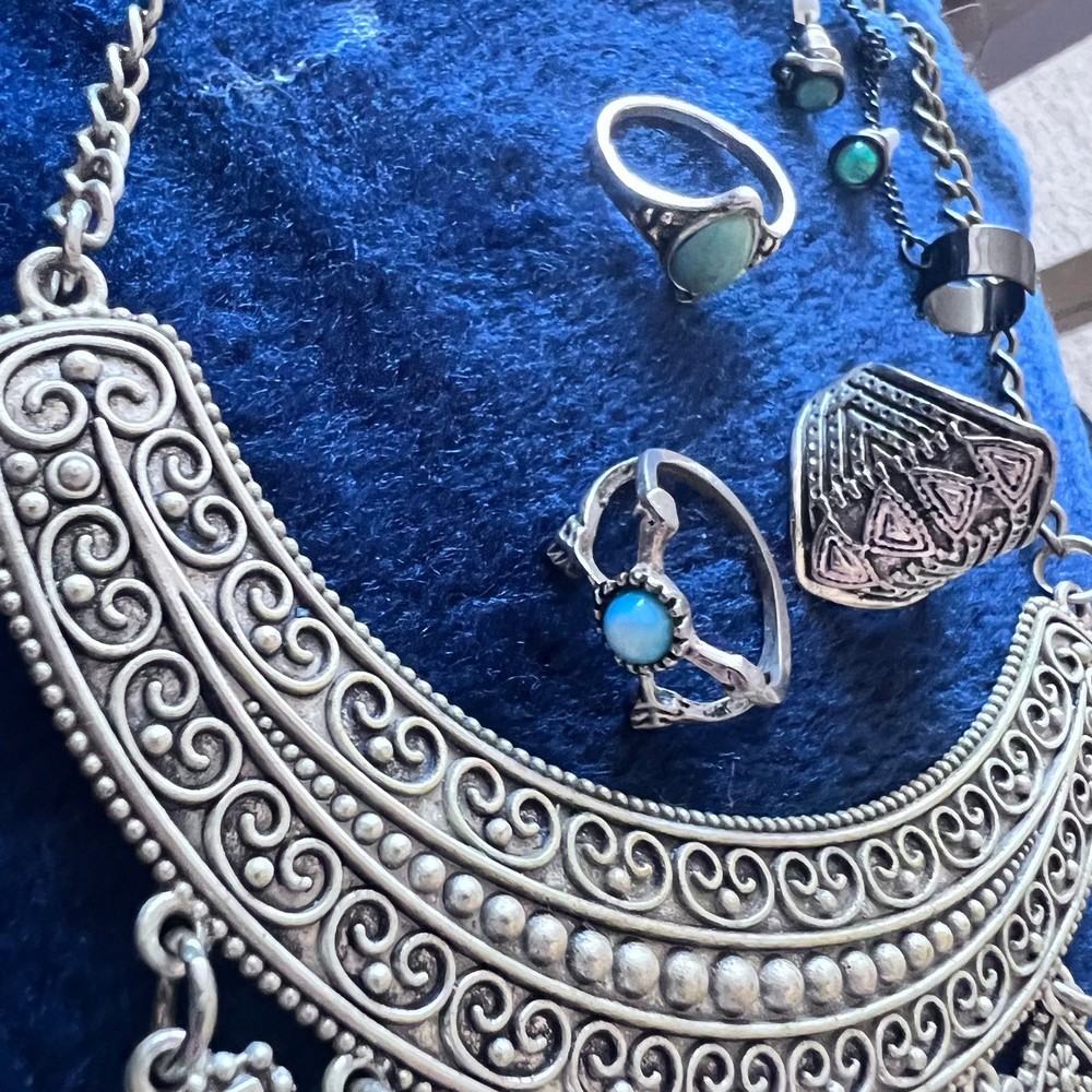 Complete set - blue accent fashion jewelry (5 items, 6 pcs)